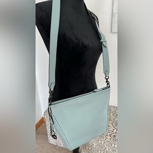 Coach Dufflette Pebble Leather Crossbody Shoulder Handbag C8482 Aqua